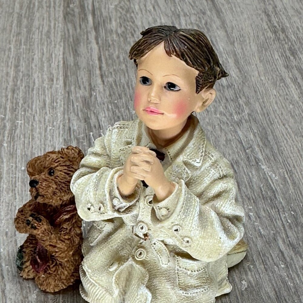 Boyds Bear Yesterdays' Child Dollstone Mark w/ Luke The Prayer Figurine # 3545 - Picture 6 of 11